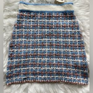 🆕 Easel Women's Sweater Knit Pencil Skirt Blue/Cream Size S